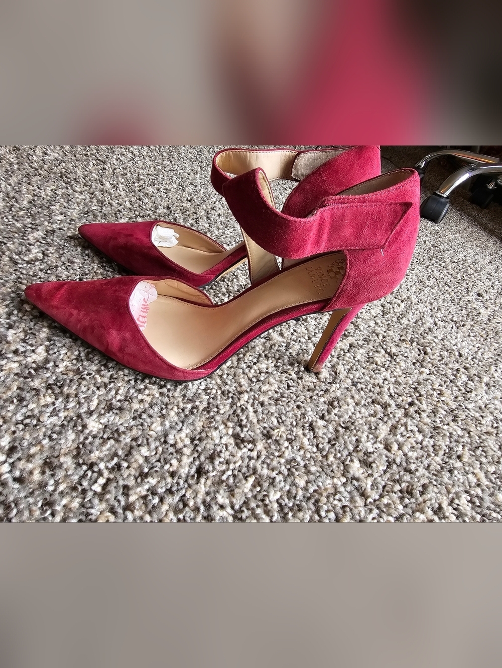 Vince Camuto Women's Wine Suede Pointed-Toe Ankle-Strap Heels - Picture 3 of 9